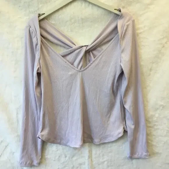 Anthropologie Lilac Twist Cut-Out Top - Picture 3 of 15